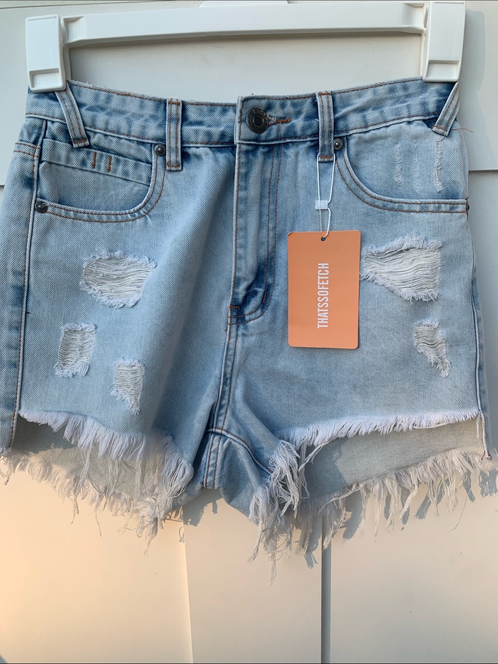 🆕 - THATSSOFETCH  Denim Frayed Hem Shorts
